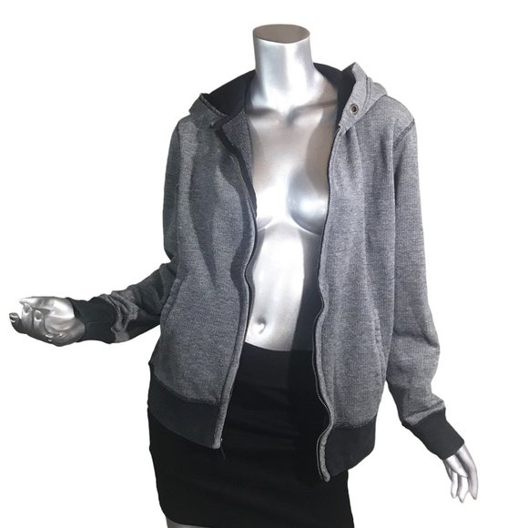 Prince & Fox Women's Medium Grey Black Zip Up Sweatshirt Hoodie - Picture 1 of 16
